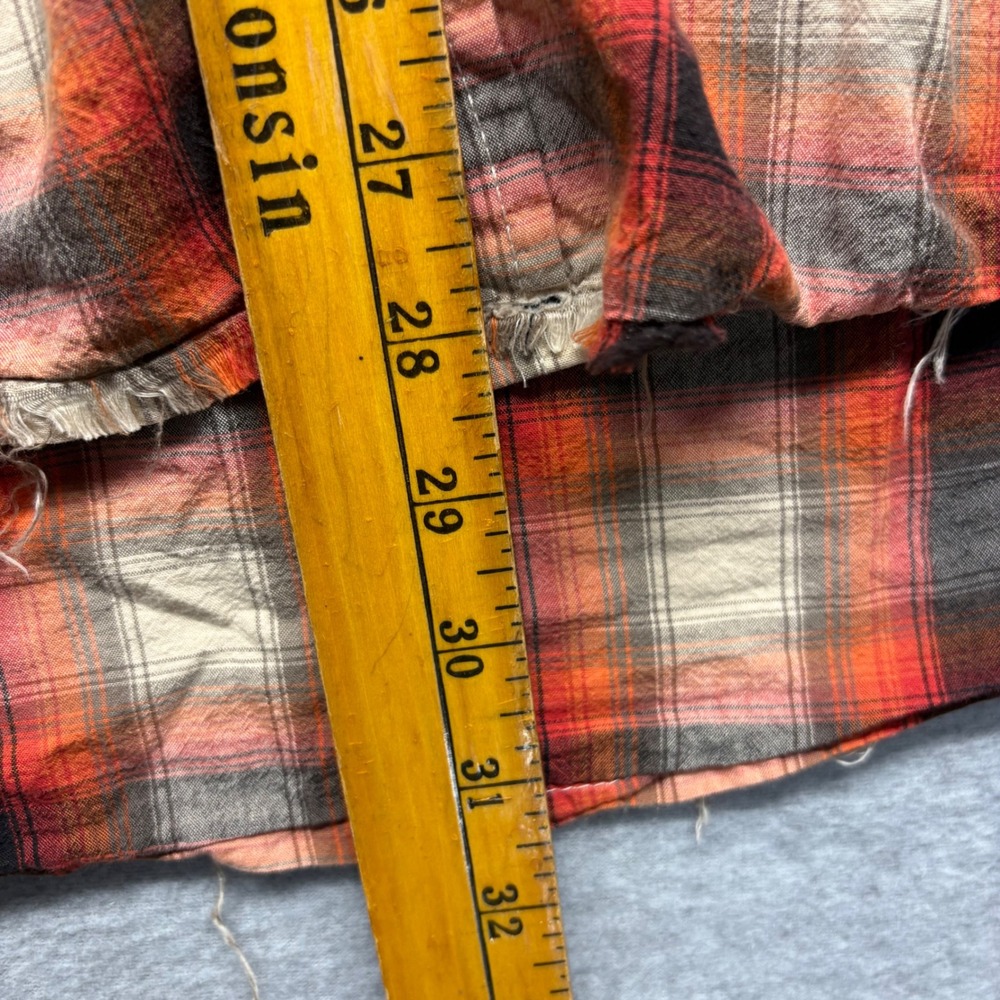 Harley-Davidson Cancun Mexico Plaid Button Up Shirt Mens XL Orange Distressed - Picture 7 of 8